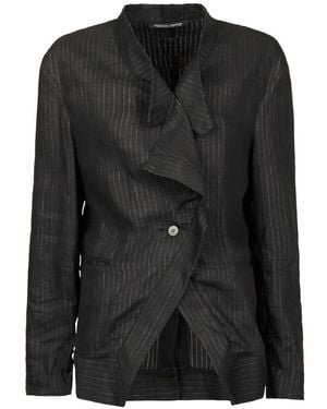 Hannes Roether Blazer A Rayas Diplomáticas - Negro
