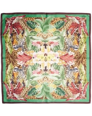 Lancel Jungle Print Silk Scarf - Groen