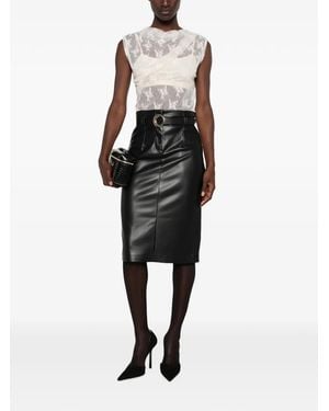 Imperial Belted Faux-Leather Skirt - Black