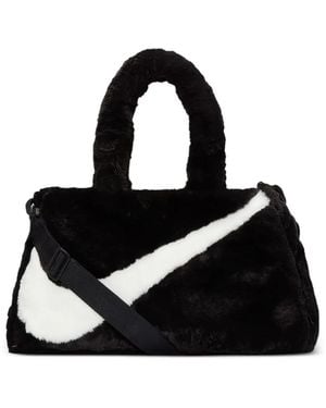 Nike Swoosh Faux-Fur Sports Tote Bag - Black