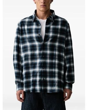 ARMANI EXCHANGE Check-Pattern Long-Sleeve Shirt - Blue
