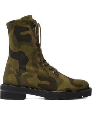 Stuart Weitzman Ande Liftie Lace-Up Combat Boots - Green