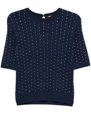 Maje Embellished Crew-Neck T-Shirt - Blue