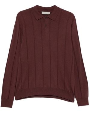 Canali Ribbed-Knit Polo Jumper - Purple