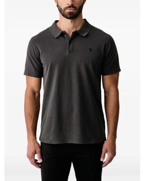 Trussardi Logo-Embroidered Piqué Polo Shirt - Black