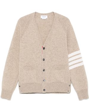 Thom Browne Cardigan En Laine Shetland À Bandes Signature - Neutre