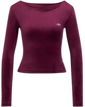 adidas Essentials Velour Scooped Back Longsleeve T-Shirt - Purple
