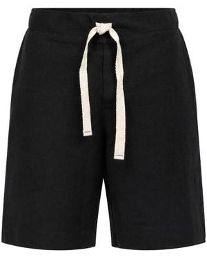 Marané Drawstring Linen Bermuda Shorts - Black