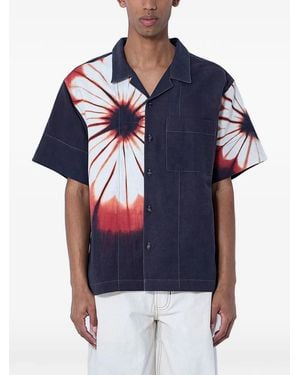 STORY mfg. Tie-Dye Patch-Pocket Short-Sleeve Shirt - Blue
