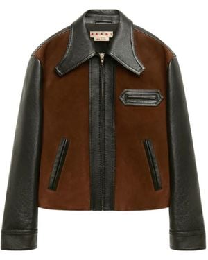 Marni Suede-Panelled Jacket - Brown