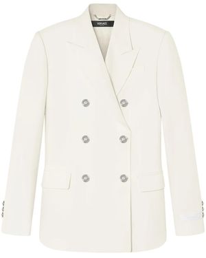 Versace Double-Breasted Wool Blazer - White