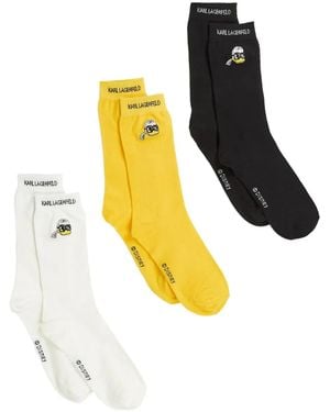 Karl Lagerfeld X Disney Socken Mit Logo-Jacquard (3Er-Set) - Weiß