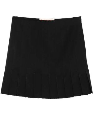 Marni Pleated Wool Mini Skirt - Black