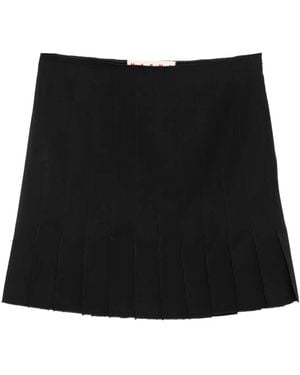 Marni Pleated Wool Mini Skirt - Black