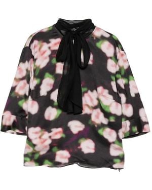 Patrick Mcdowell Floral-Print Pussy-Bow Blouse - Black