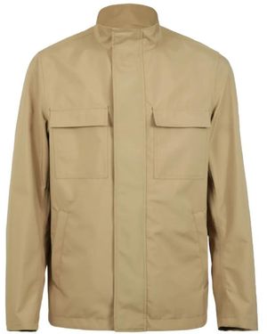 Herno High-Neck Pocket-Detail Jacket - Natural