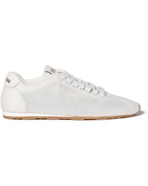 Miu Miu Plume Mesh Fabric Sneakers - White