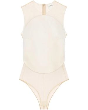 Courreges Sheer-Panel Bodysuit - White
