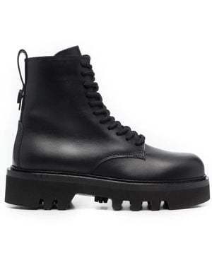 Furla Lace-Up Leather Boots - Black