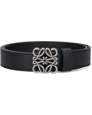 Loewe Anagram Chunky Leather Belt - Black