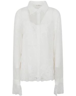 Ermanno Scervino Lace-Panelled Silk Shirt - White