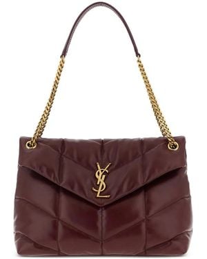 Saint Laurent Medium Puffer-Design Shoulder Bag - Purple