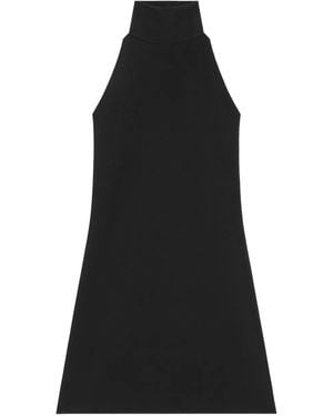 Courreges A-Line Mini Dress With High Neck - Black