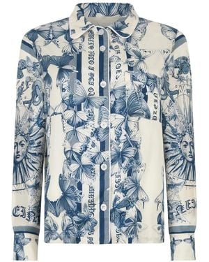 Philipp Plein Butterfly Tattoo Silk Shirt - Blue