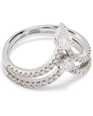 SHAY 18K Mixed Stacked Chevron Diamond Pinky Ring - White