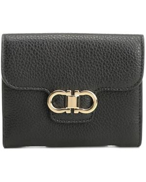 Ferragamo Gancini-Plaque Leather Wallet - Black