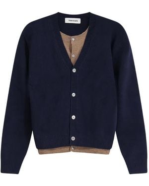 Tonywack Layered-Effect Button-Up Cardigan - Blue