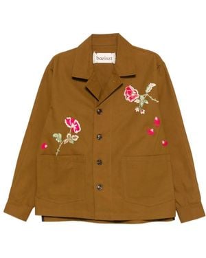 BAZISZT Peculia Floral-Embroidered Jacket - Brown