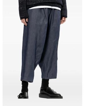 COMME DES GARÇON BLACK Drop-Crotch Cropped Trousers - Blue