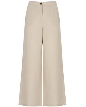 Emme Emmpera High-Waisted Wide-Leg Trousers - Natural