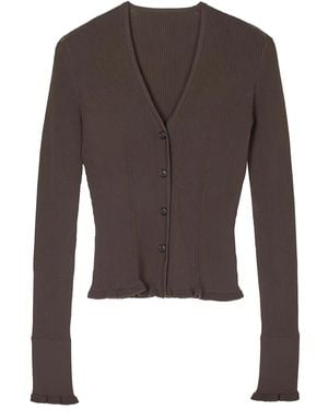 Cecilie Bahnsen Cardigan Bessie Con Ruches - Marrone