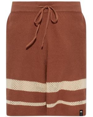 Palm Angels Short En Maille À Rayures - Brown