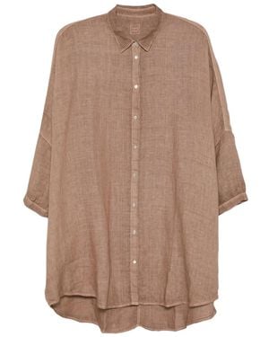 120% Lino Soft-Fade Linen Shirt - Brown