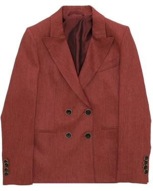 Fortela Bastien Double-Breasted Linen Blazer - Red