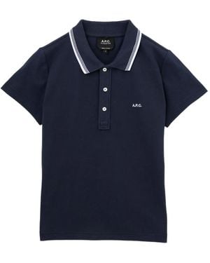 A.P.C. Logo-Embroidered Polo Shirt - Blue