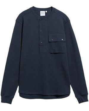Barbour Waffle-Knit Chest-Pocket Polo Shirt - Blue