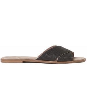 Brunello Cucinelli Crossover Leather Sandals - White