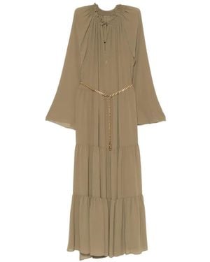 Michael Kors Belted Tiered Maxi Dress - Natural
