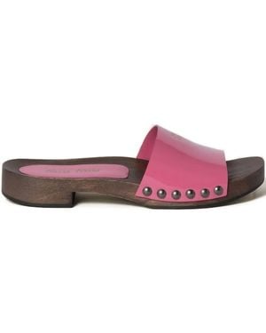 Miu Miu Leren Sandalen Met Studs - Roze