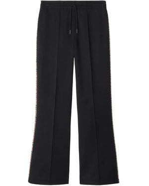 Burberry チェックトリム トラックパンツ - ブラック