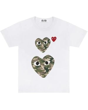 COMME DES GARÇONS PLAY Camouflage Double-Heart T-Shirt - White