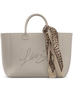 Liu Jo Large Logo-Embroidered Tote Bag - Gray