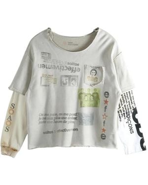 SAITOS Graphic-Print Layered T-Shirt - Gray