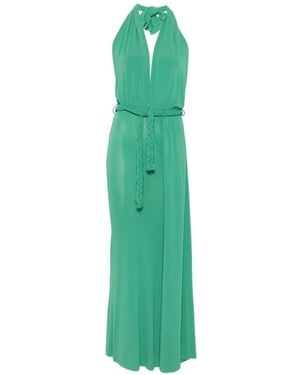 Kaos Mono Con Cuello Halter Y Cinturón Trenzado - Verde