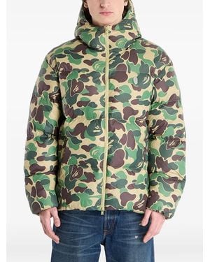 A Bathing Ape Abc Camo-Print Hooded Down Jacket - Green