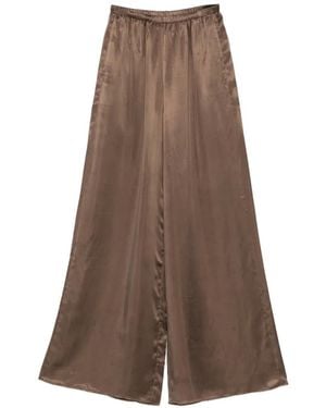 Ruohan Satin-Finish Elasticated-Waist Trousers - Brown
